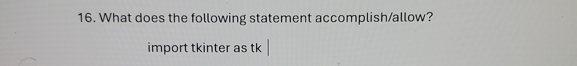 What does the following statement accomplish /