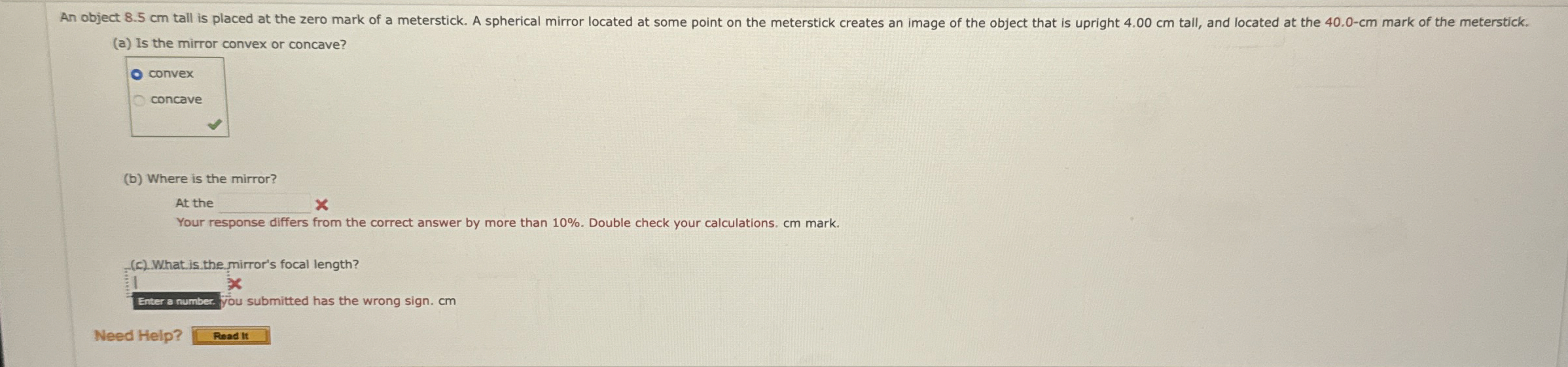 ( a ) Is the mirror convex or concave? convex