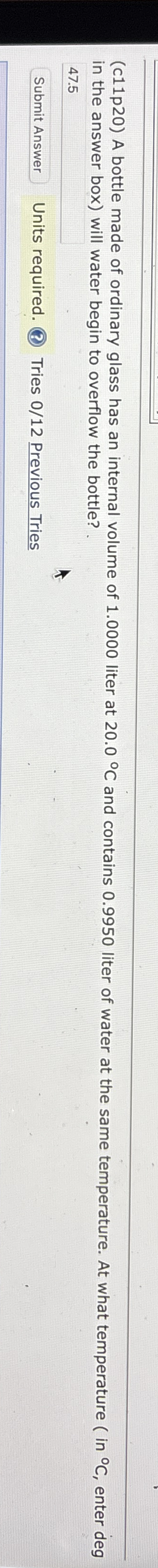 ( c 1 1 p 2 0 ) A bottle made of ordinary glass