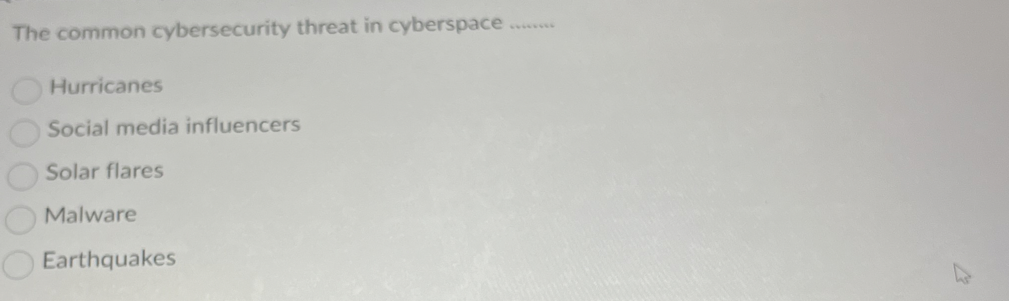 The common cybersecurity threat in cyberspace q ,