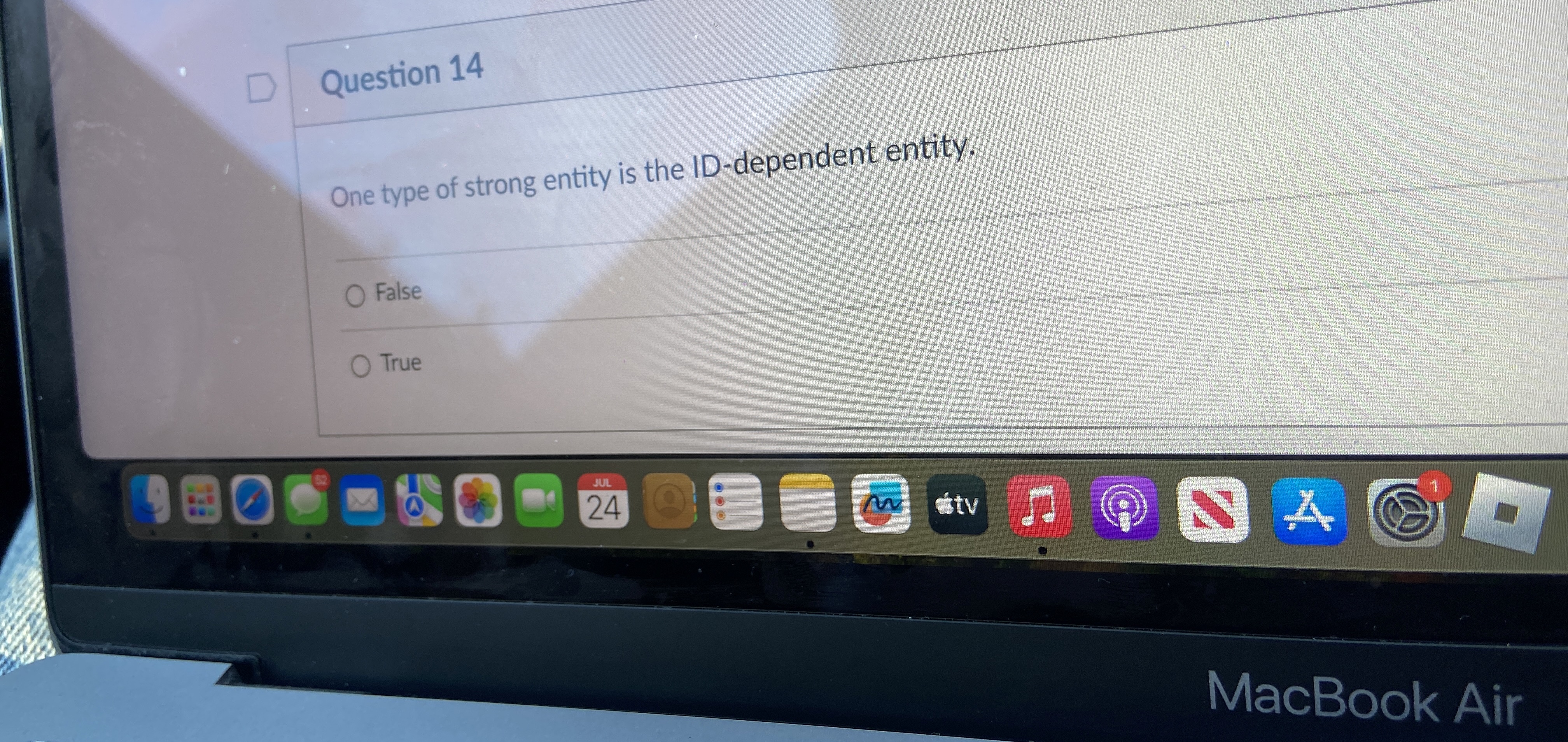 Question 1 4 One type of strong entity is the ID