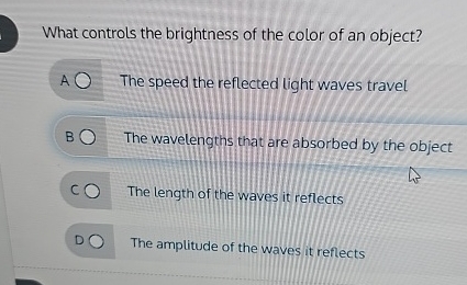 What controls the brightness of the color of an