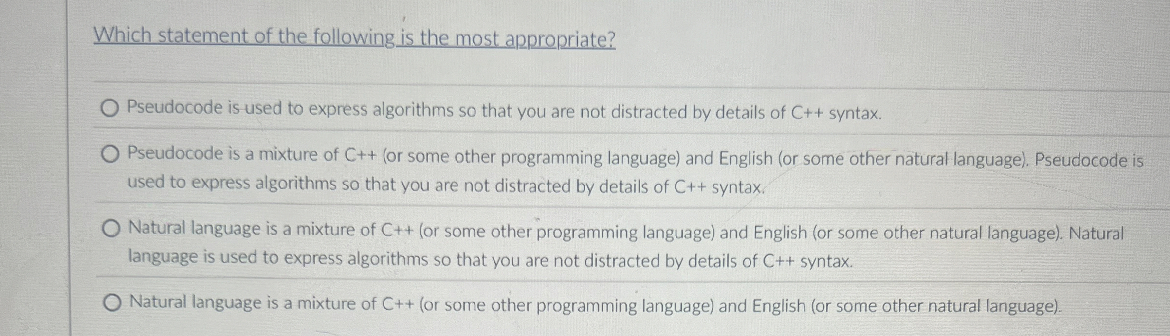 Which statement of the following is the most