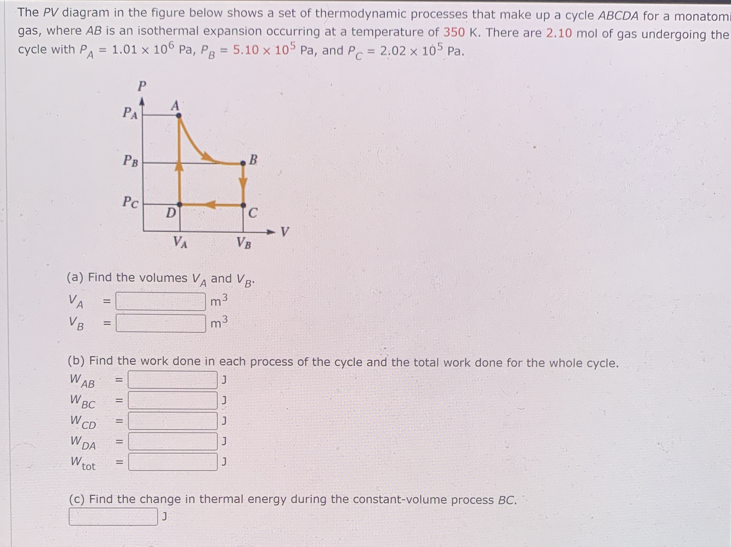 The P V diagram in the figure below shows a set