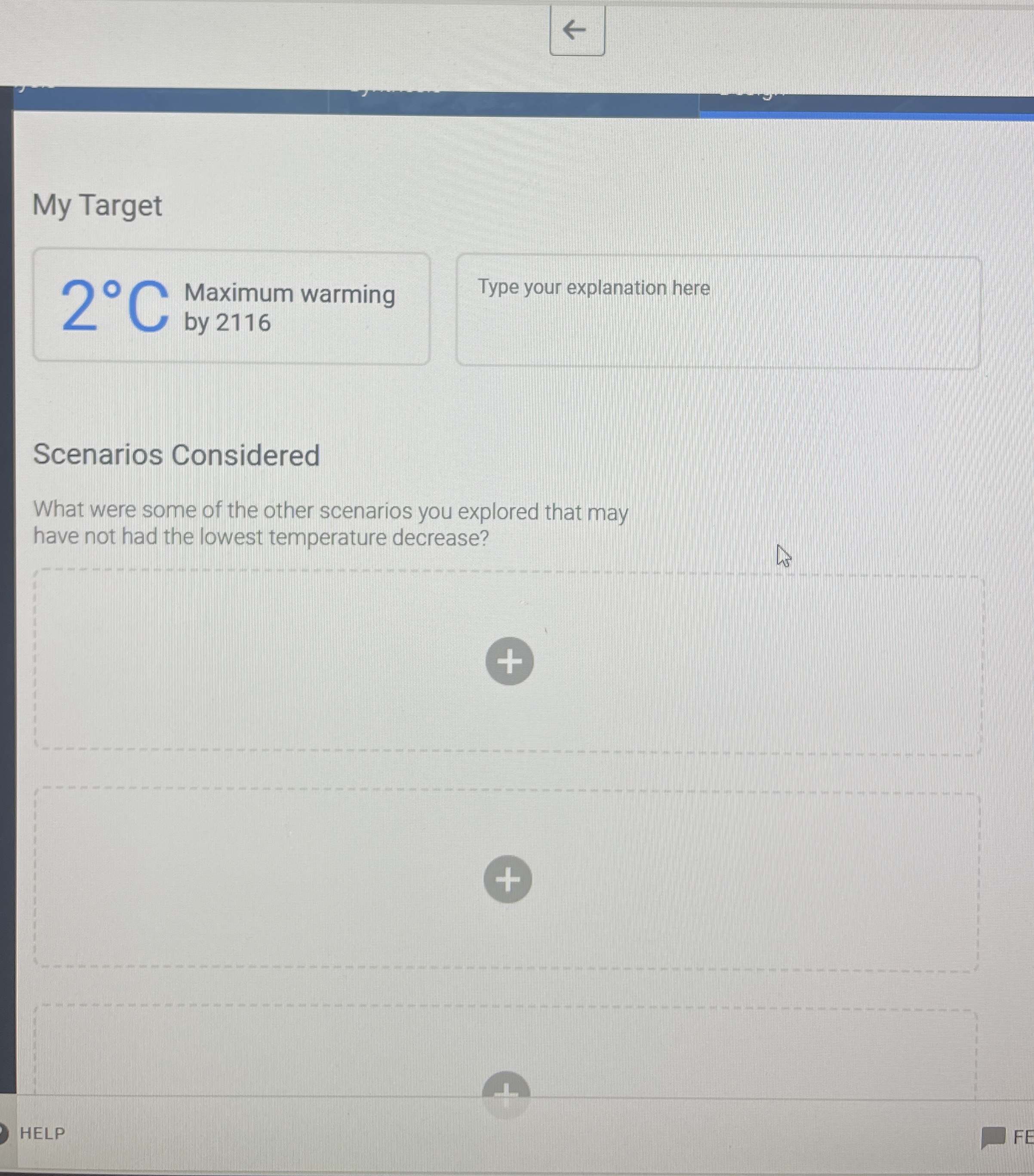 My Target Maximum warming by 2 1 1 6 Scenarios