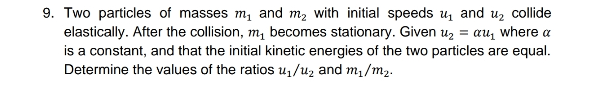 Two particles of masses m 1 and m 2 with initial