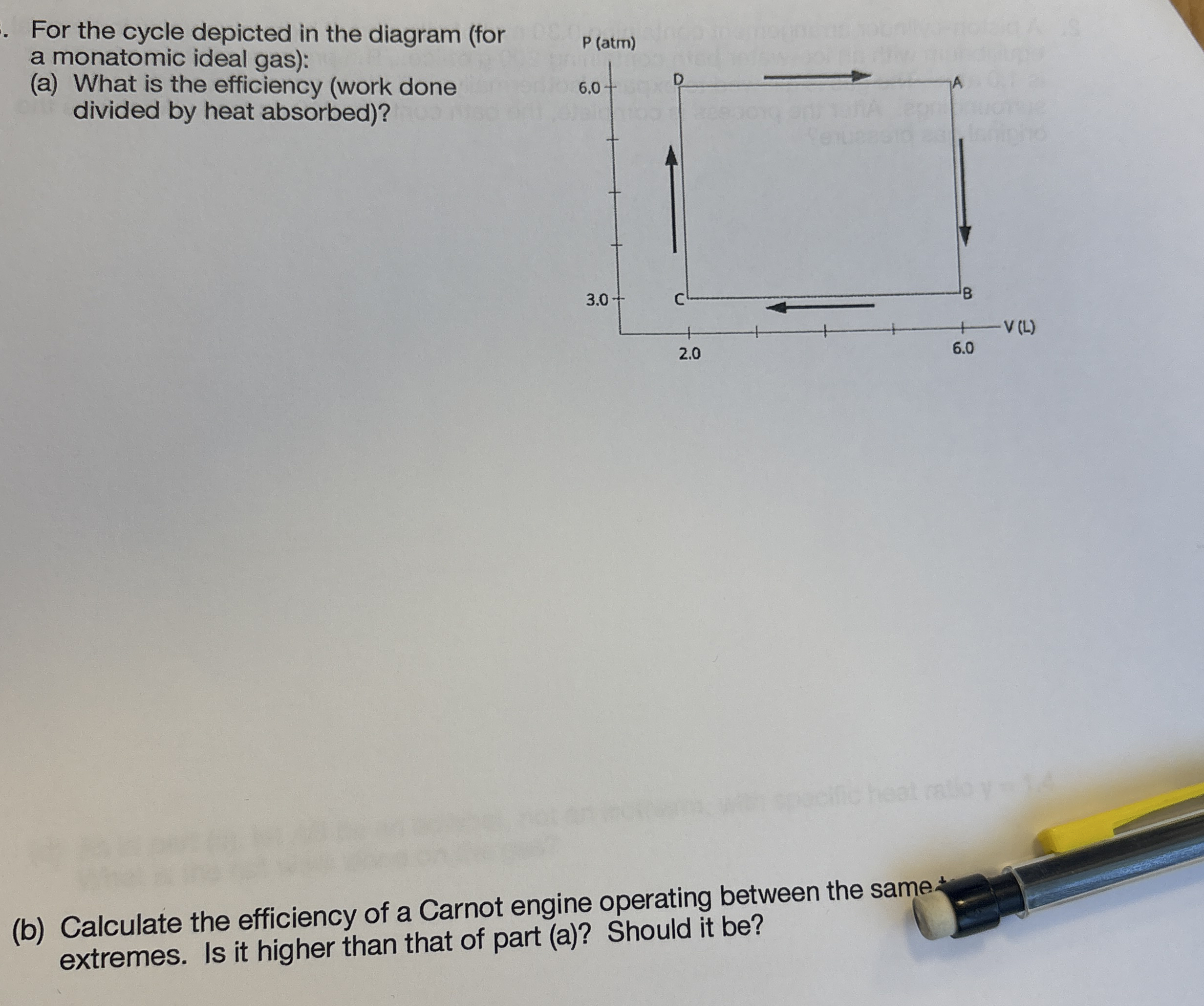 For the cycle depicted in the diagram ( for a