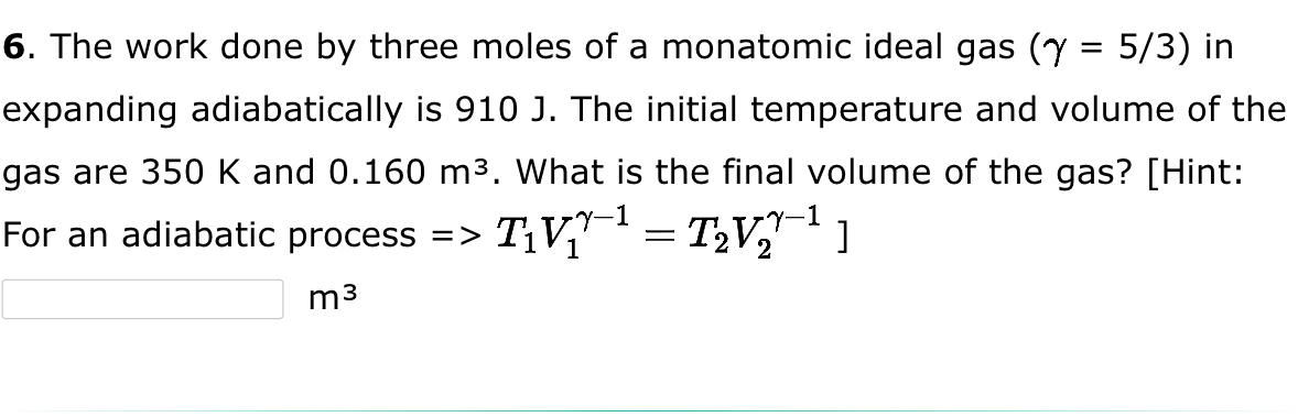 The work done by three moles of a monatomic ideal