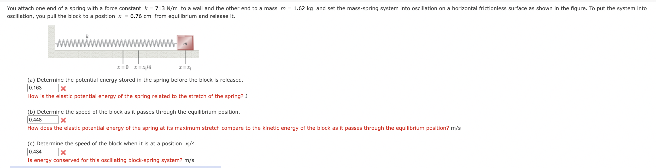 oscillation, you pull the block to a position \ (