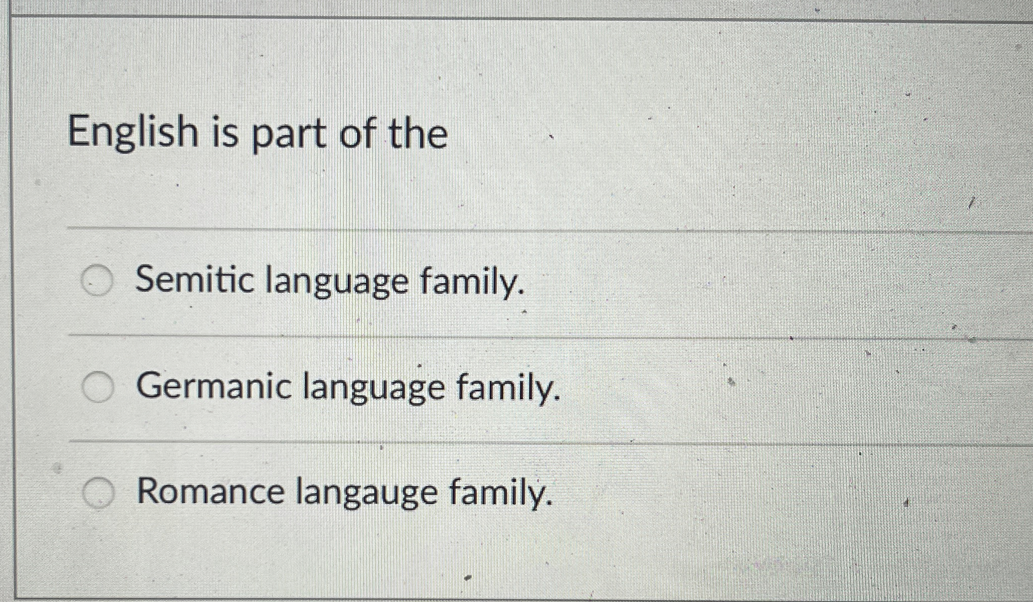 English is part of the Semitic language family.