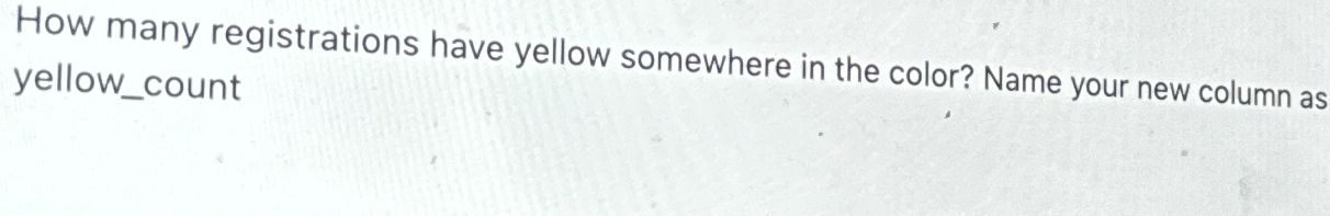 How many registrations have yellow somewhere in