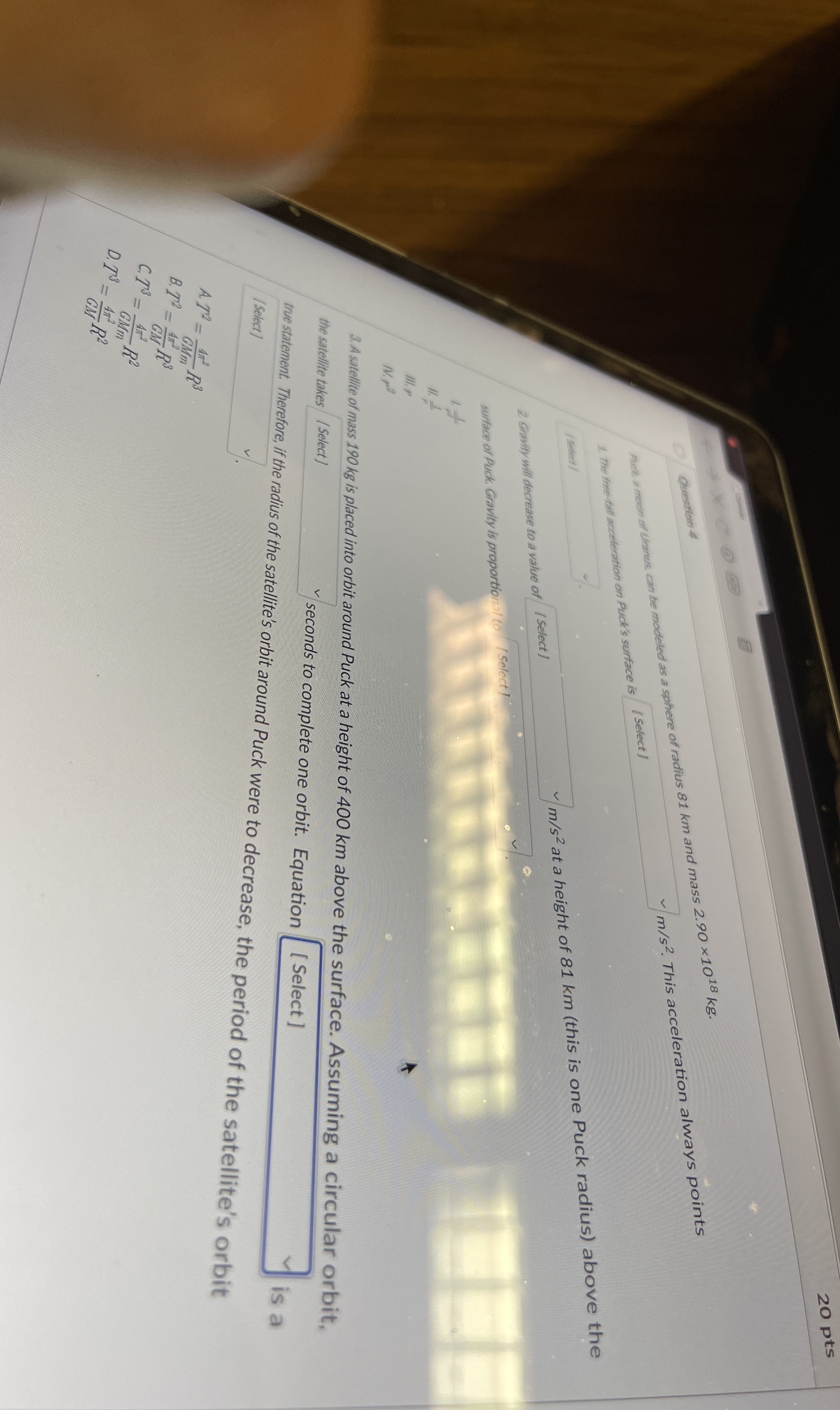 2 0 pts ation on Puck's surface is surface of