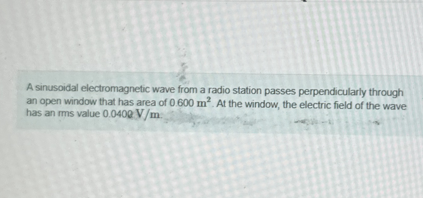 A sinusoidal electromagnetic wave from a radio