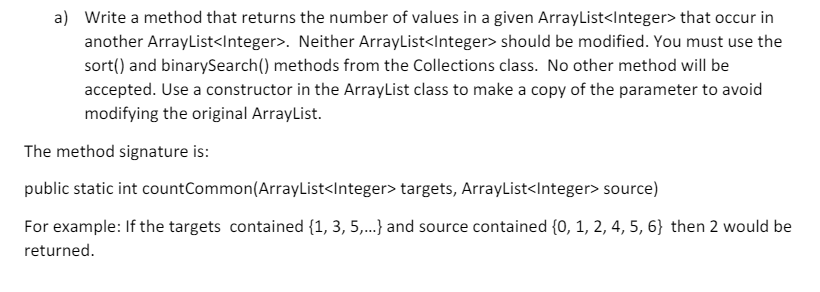 a ) ( In Java ) Write a method that returns the