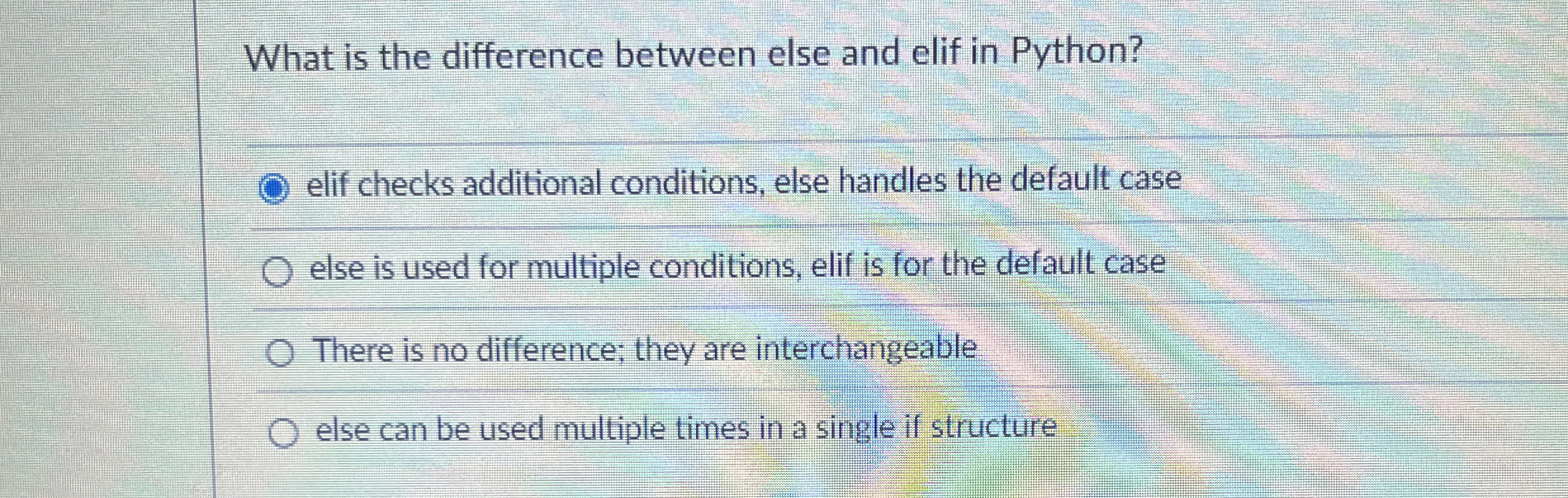 What is the difference between else and elif in