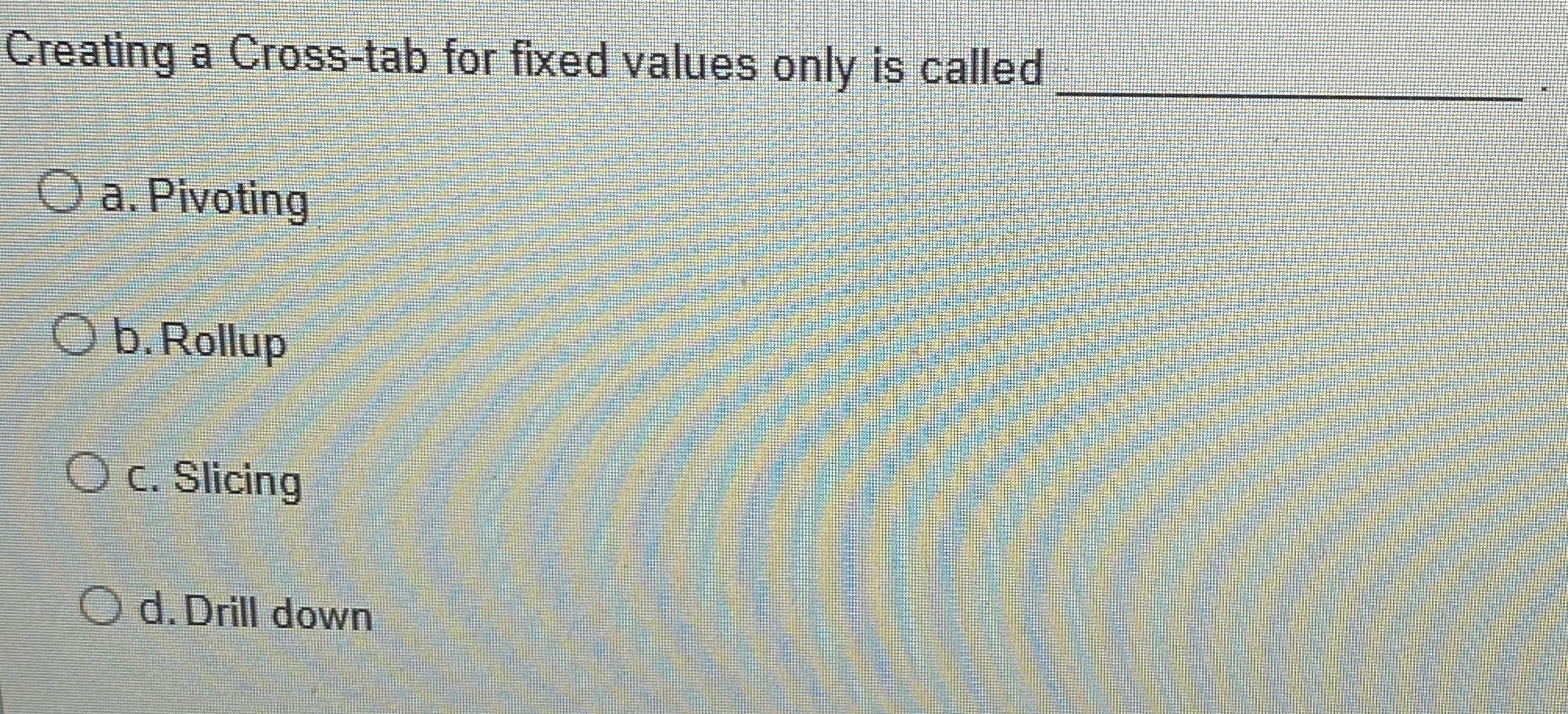 Creating a Cross - tab for fixed values only is