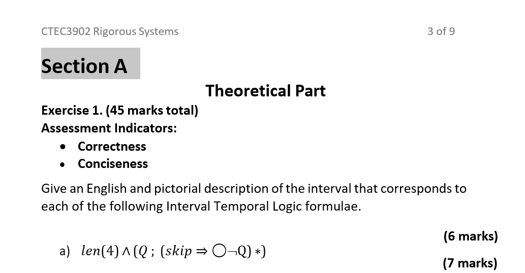 Section A Theoretical Part Exercise 1 . ( 4 5