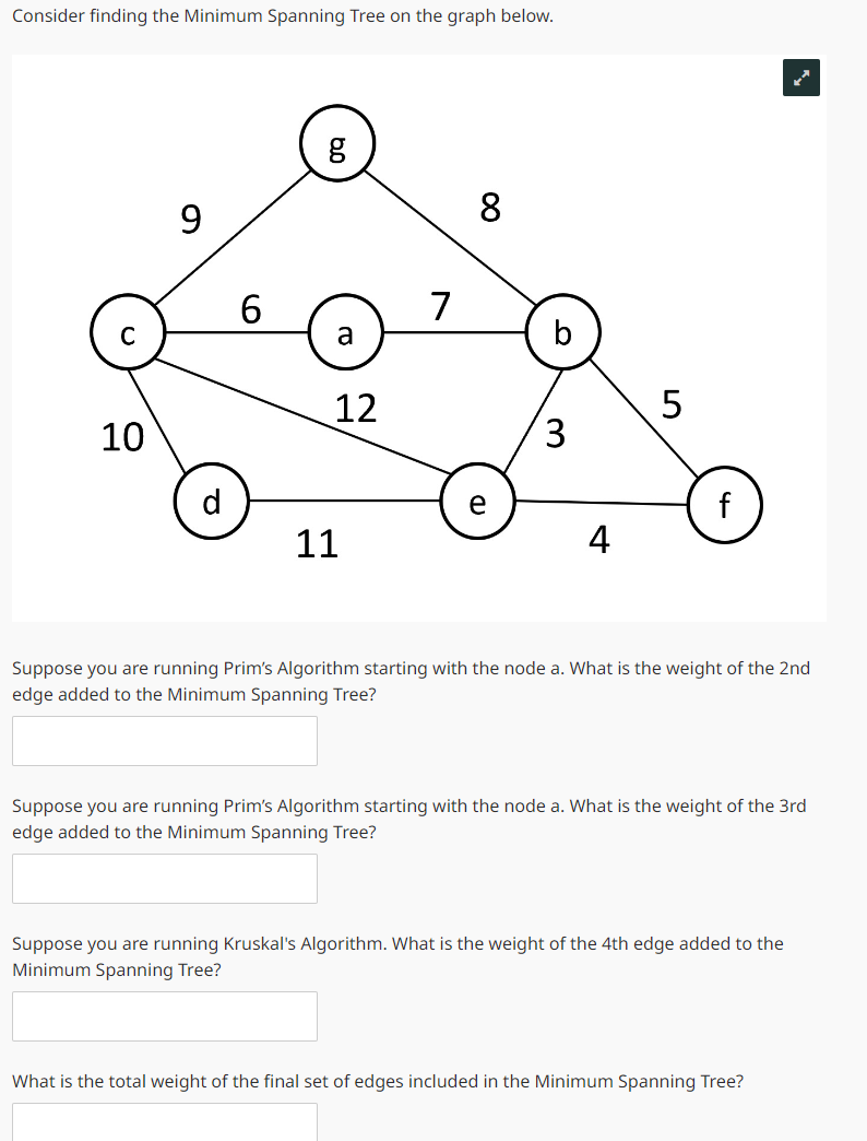 Consider finding the Minimum Spanning Tree on the