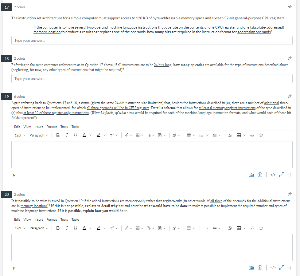 The instruction set architecture for a simple