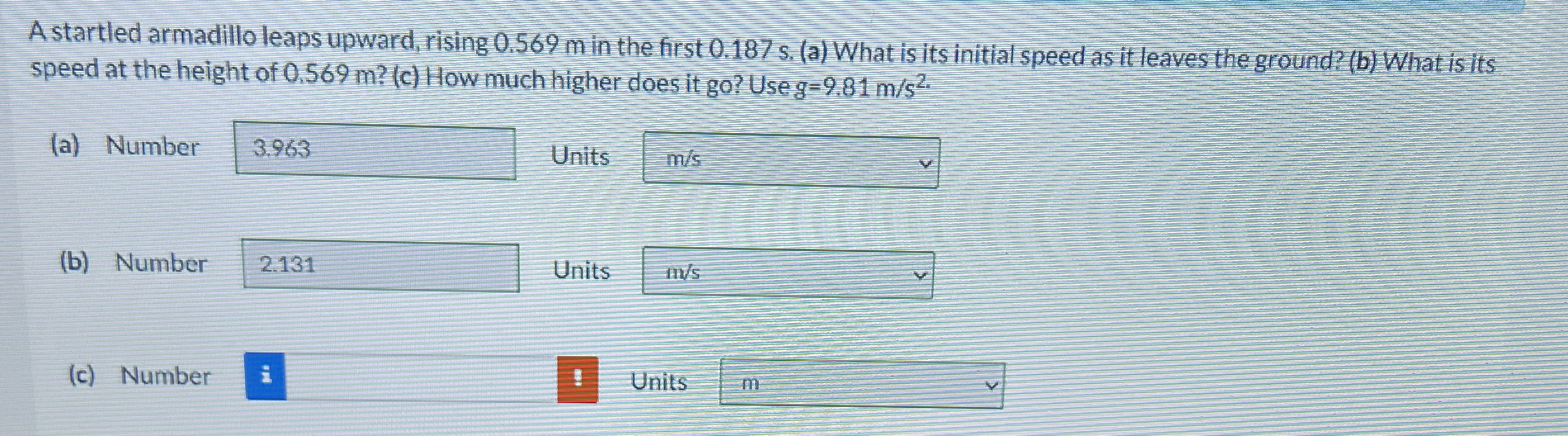 A startled armadillo leaps upward, rising 0 . 5 6