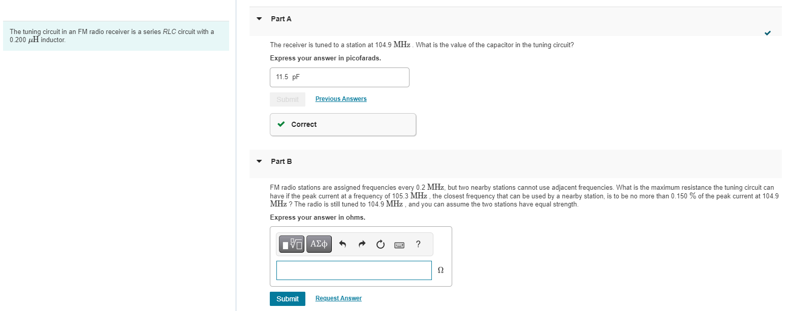 The tuning circuit in an FM radio receiver is a