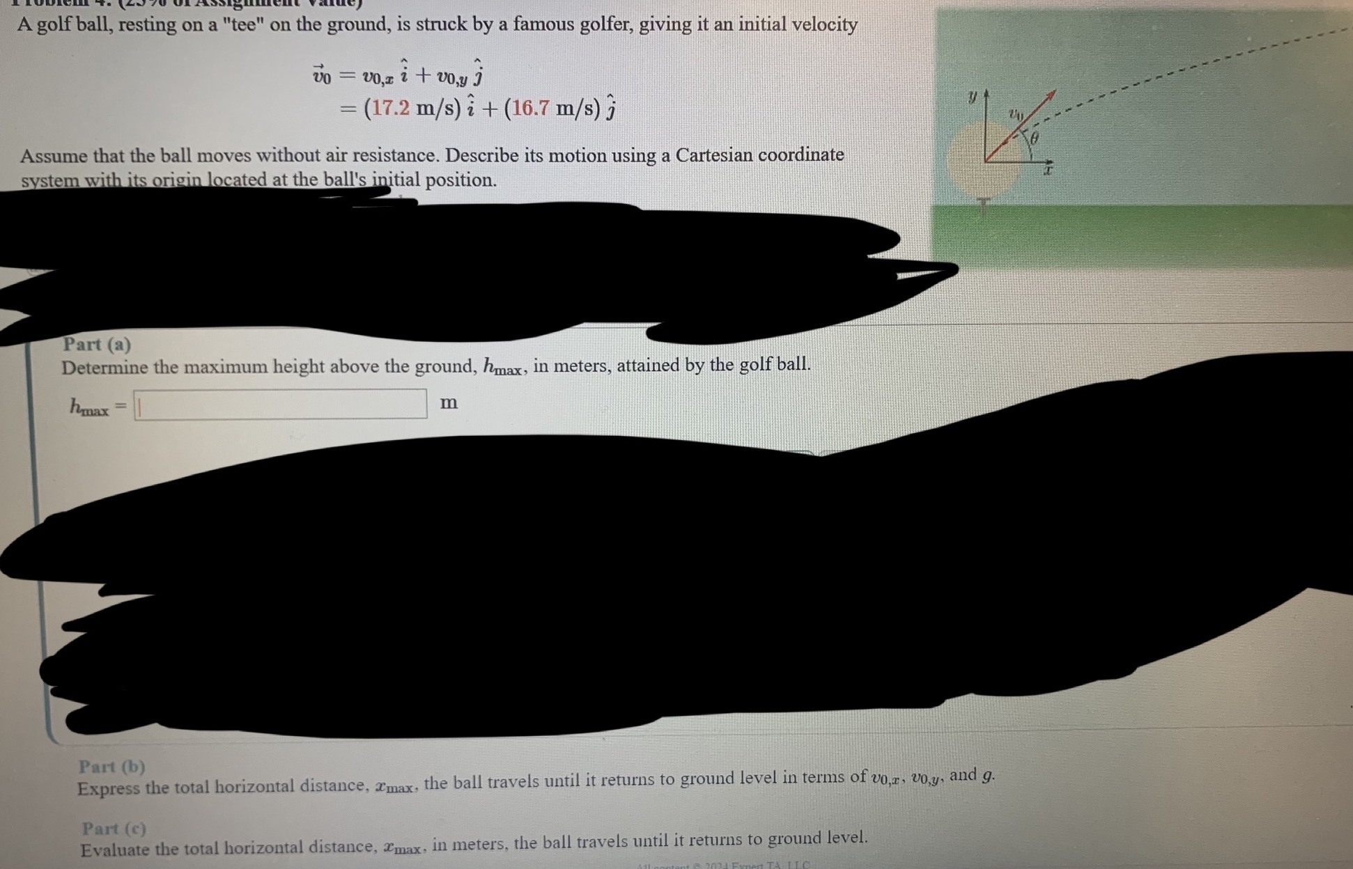 A golf ball, resting on a "tee" on the ground, is