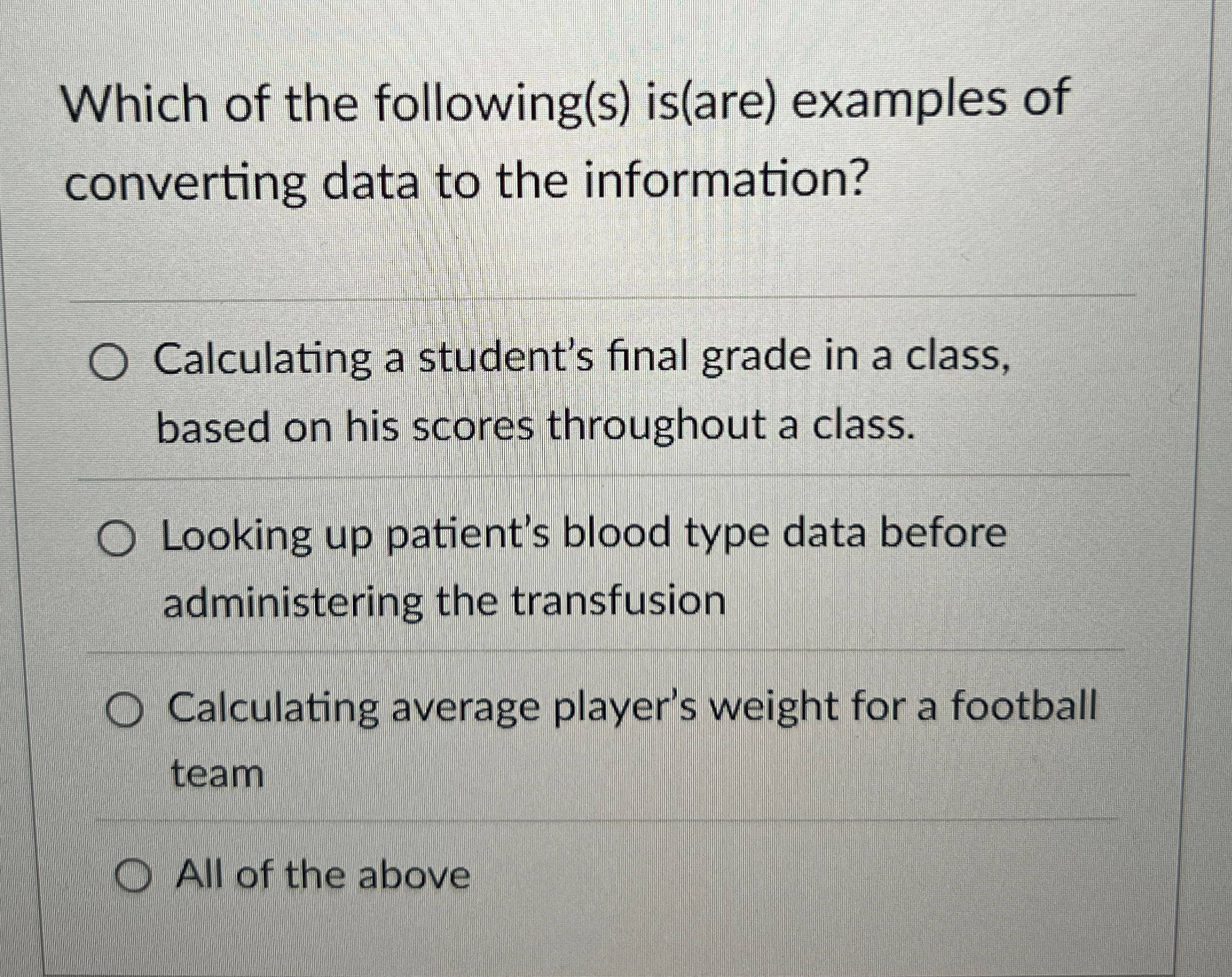 Which of the following ( s ) is ( are ) examples