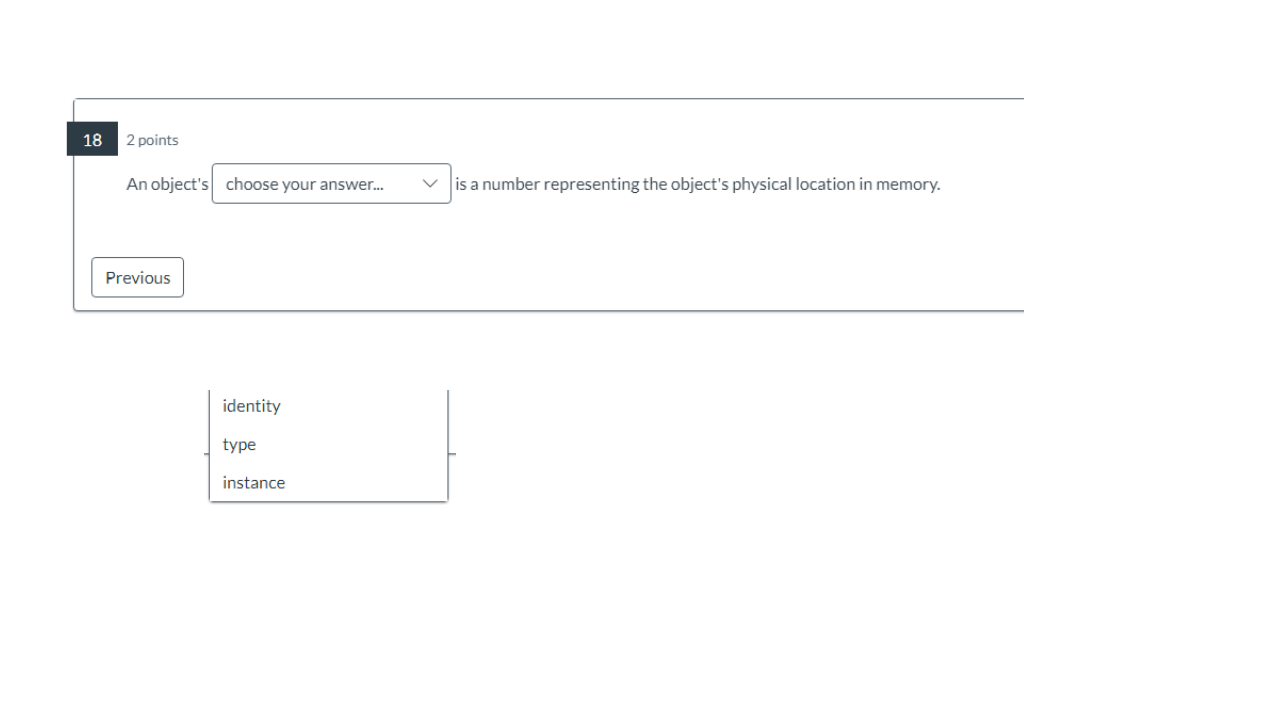 1 8 2 points An object's is a number representing