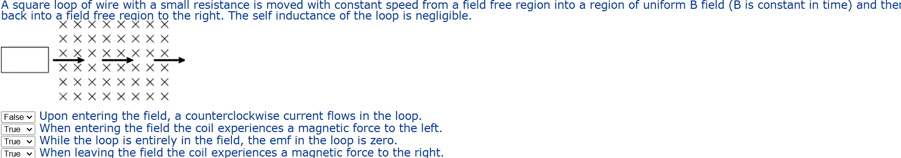 A square loop of wire with a small resistance is