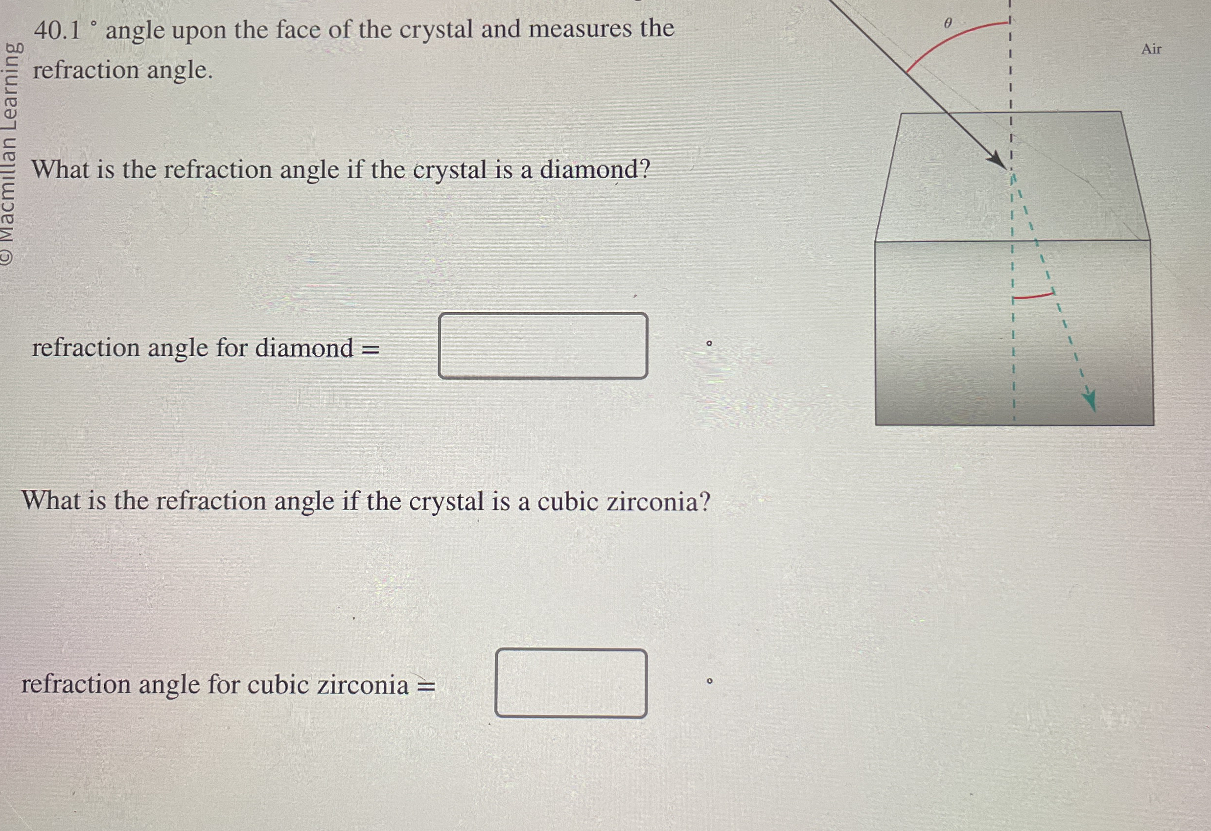 4 0 . 1 angle upon the face of the crystal and