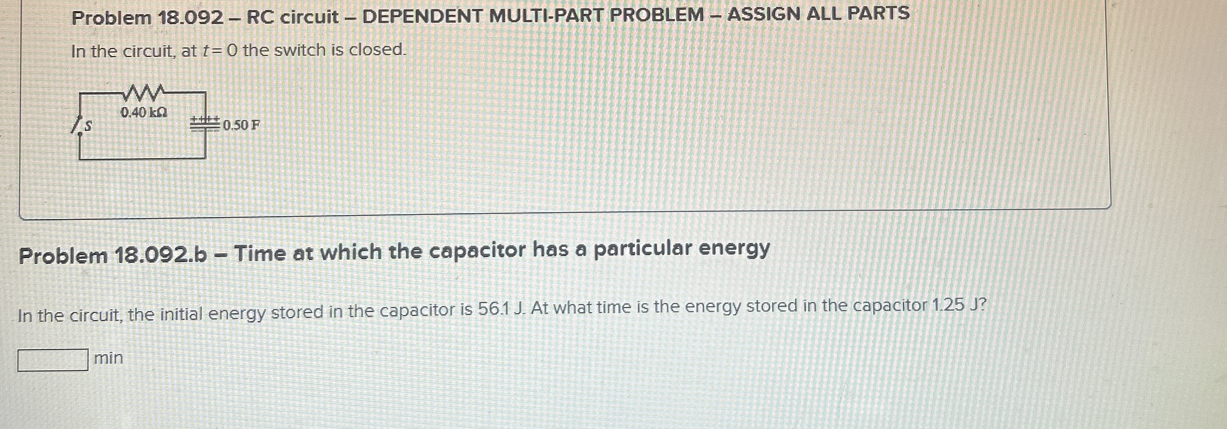 Problem 1 8 . 0 9 2 - RC circuit - DEPENDENT