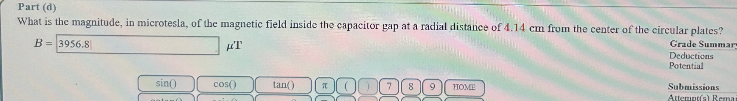 Part ( d ) What is the magnitude, in microtesla,