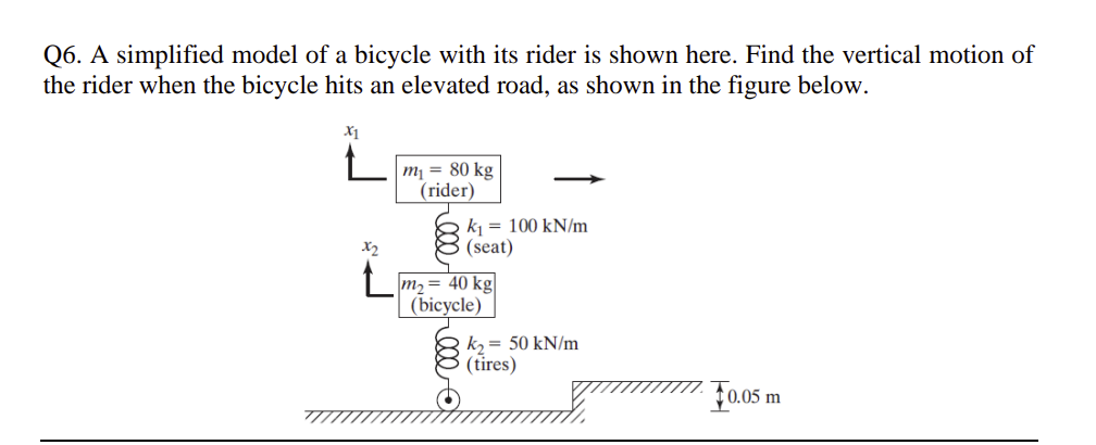 Q 6 . A simplified model of a bicycle with its