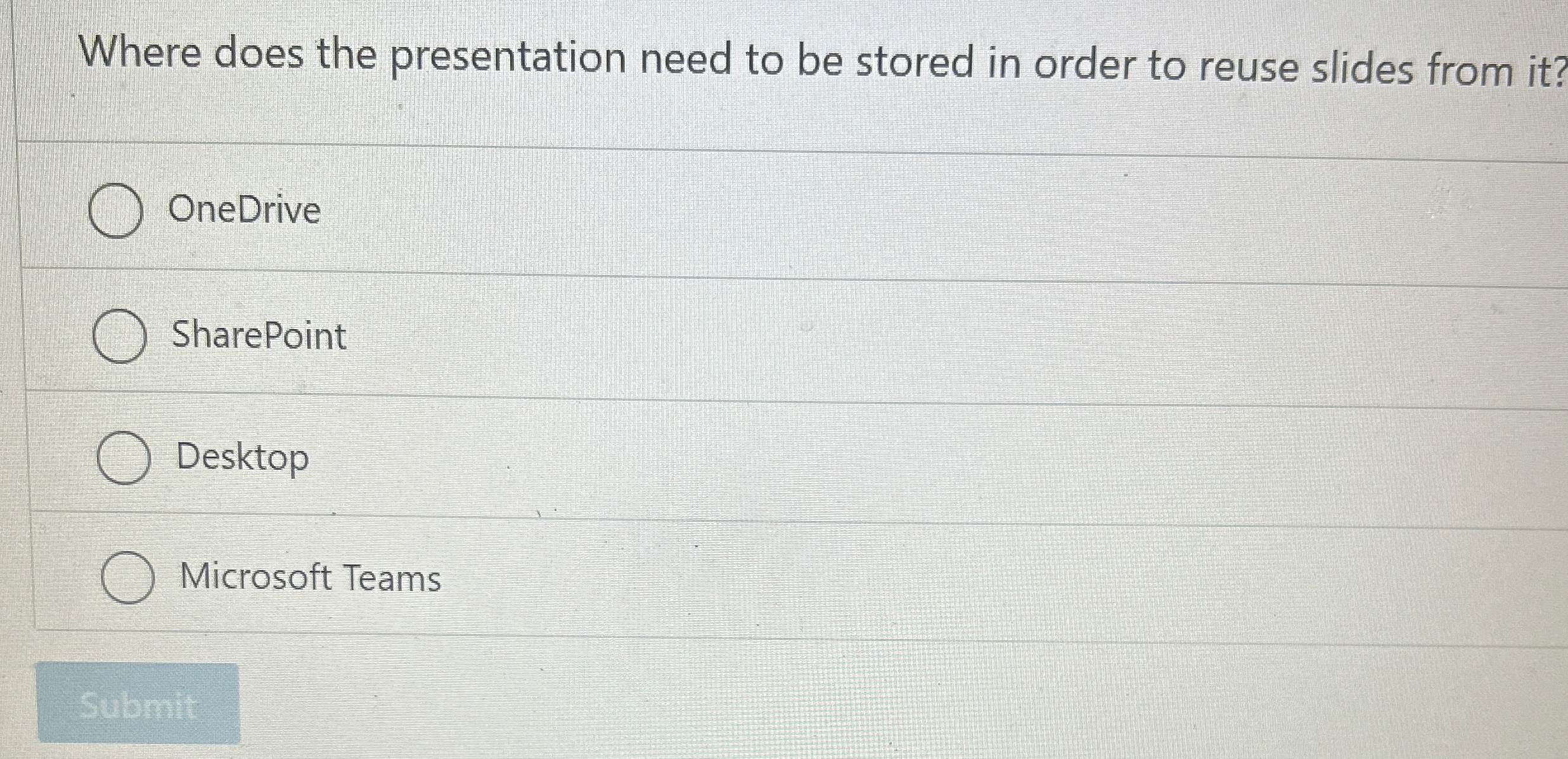Where does the presentation need to be stored in