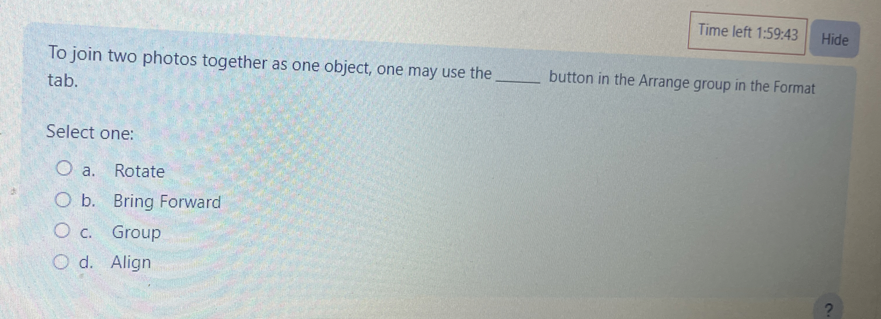 Time left 1 : 5 9 : 4 3 To join two photos