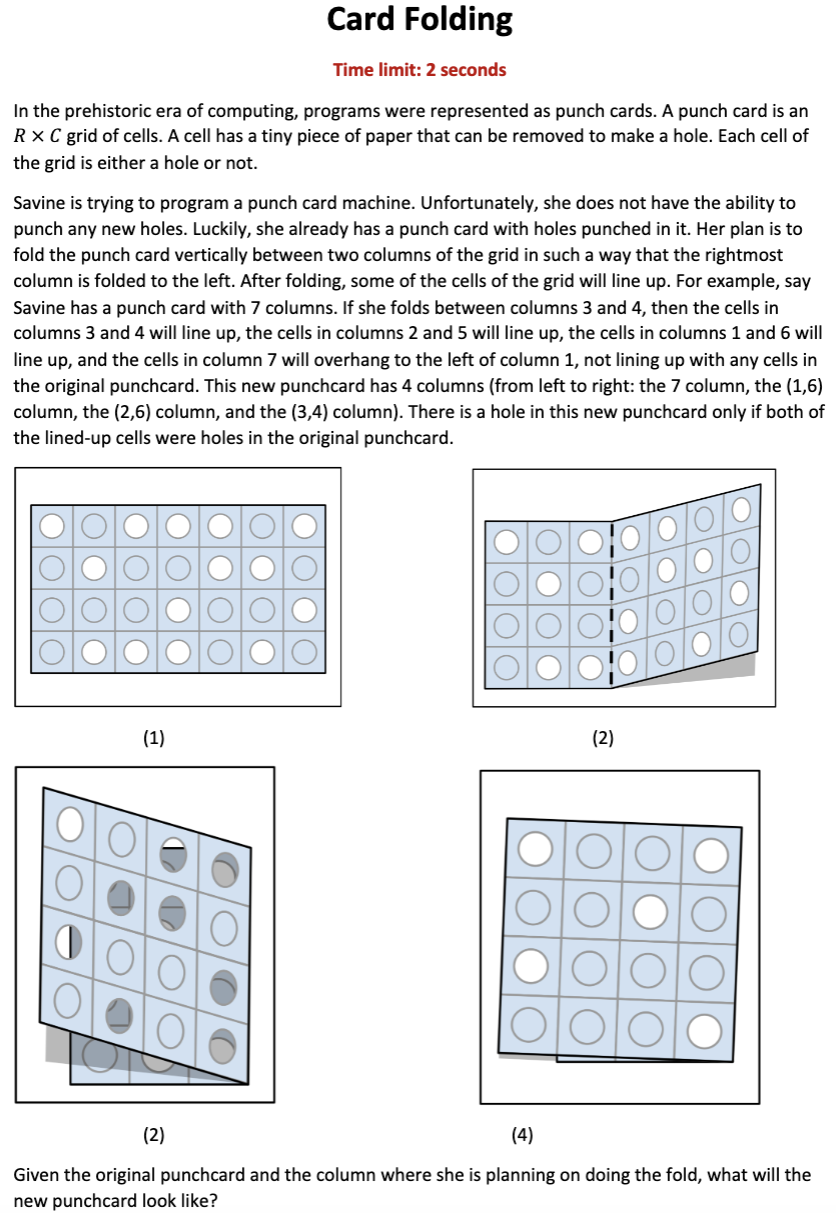 Card Folding Time limit: 2 seconds In the