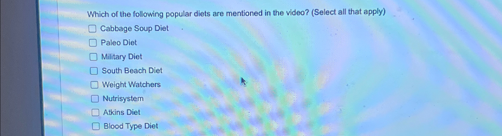 Which of the following popular diets are