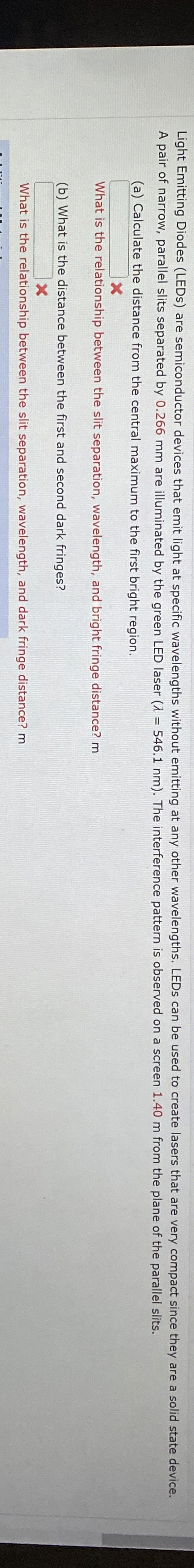 A pair of narrow, parallel slits separated by 0 .