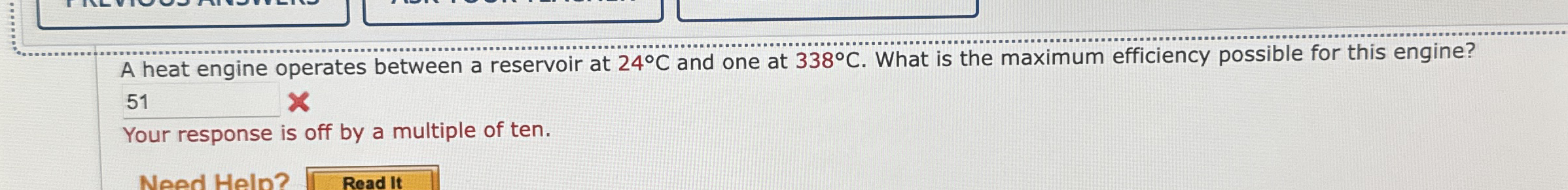 A heat engine operates between a reservoir at 2 4