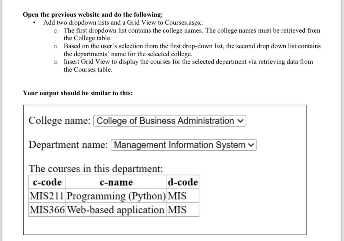 Open the previous website and do the following: