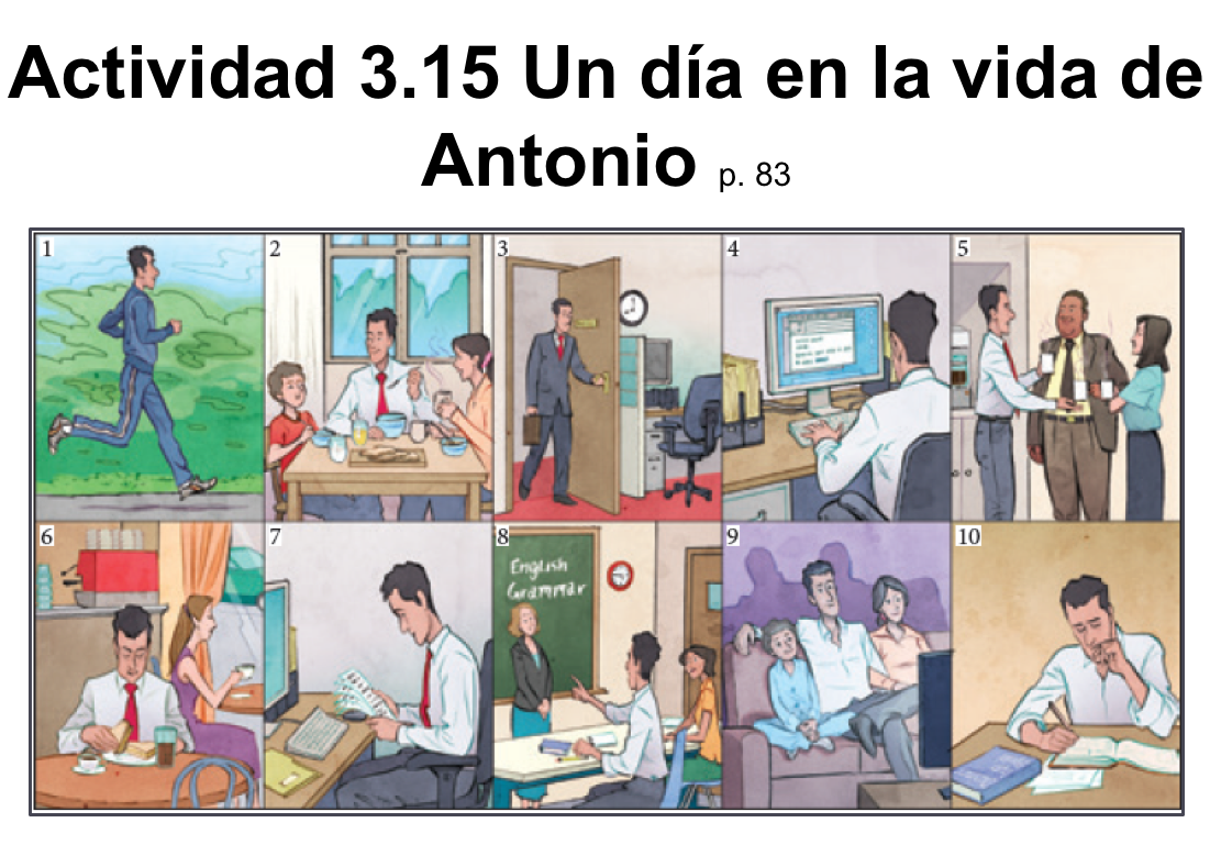  Spanish- Write a sentence for each image. Use the regular verbs
