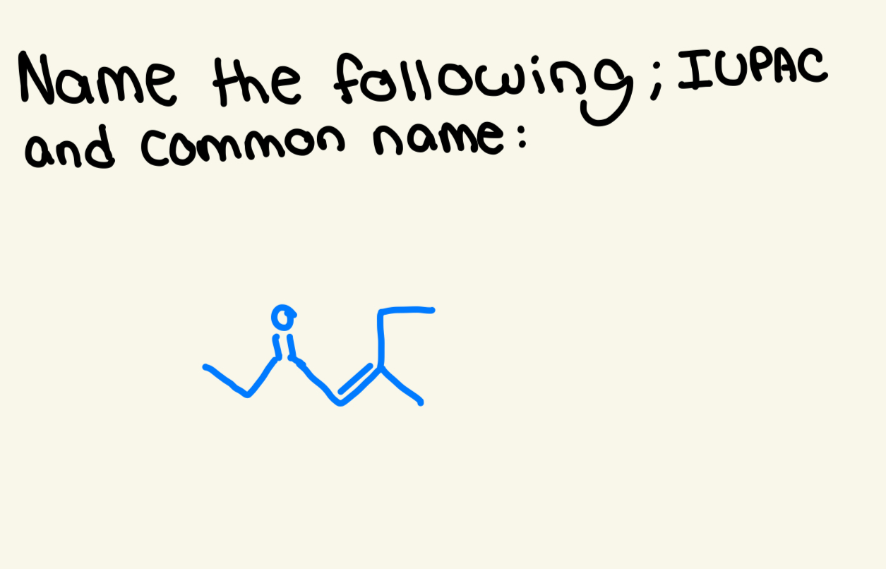Name the following; IUPAC and common name: