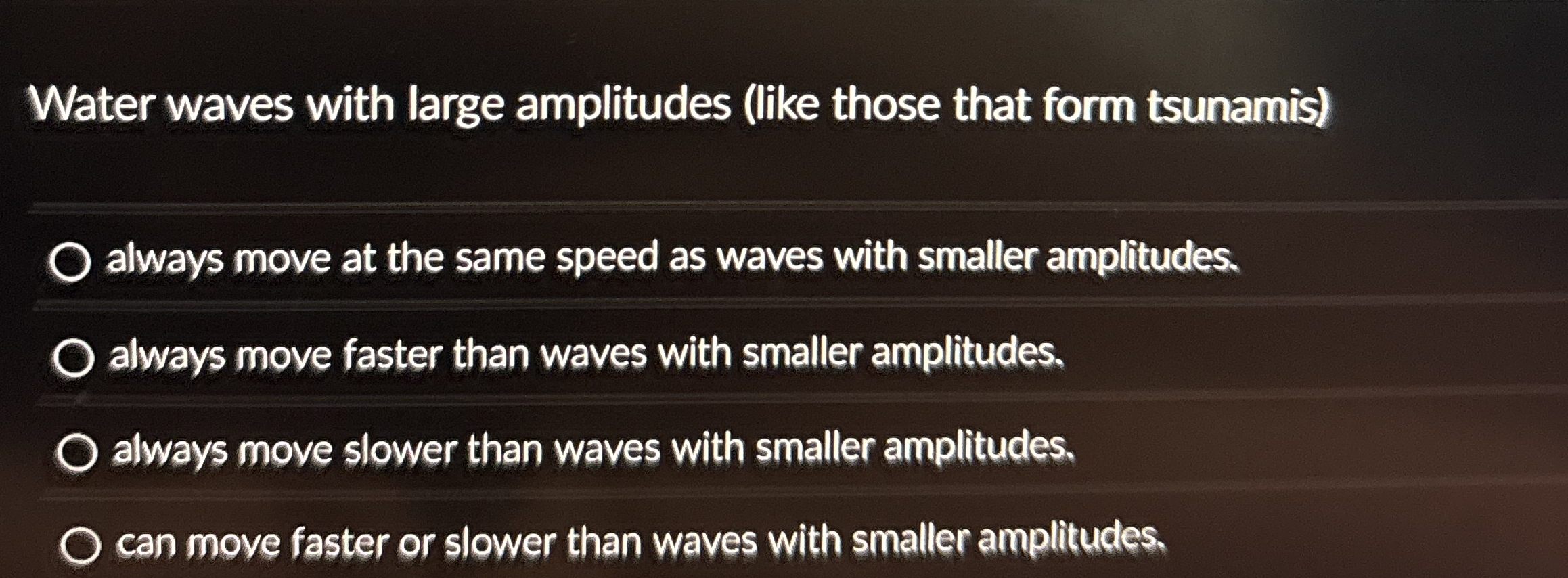 Water waves with large amplitudes ( like those