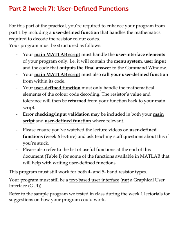Part 2 ( week 7 ) : User - Defined Functions For