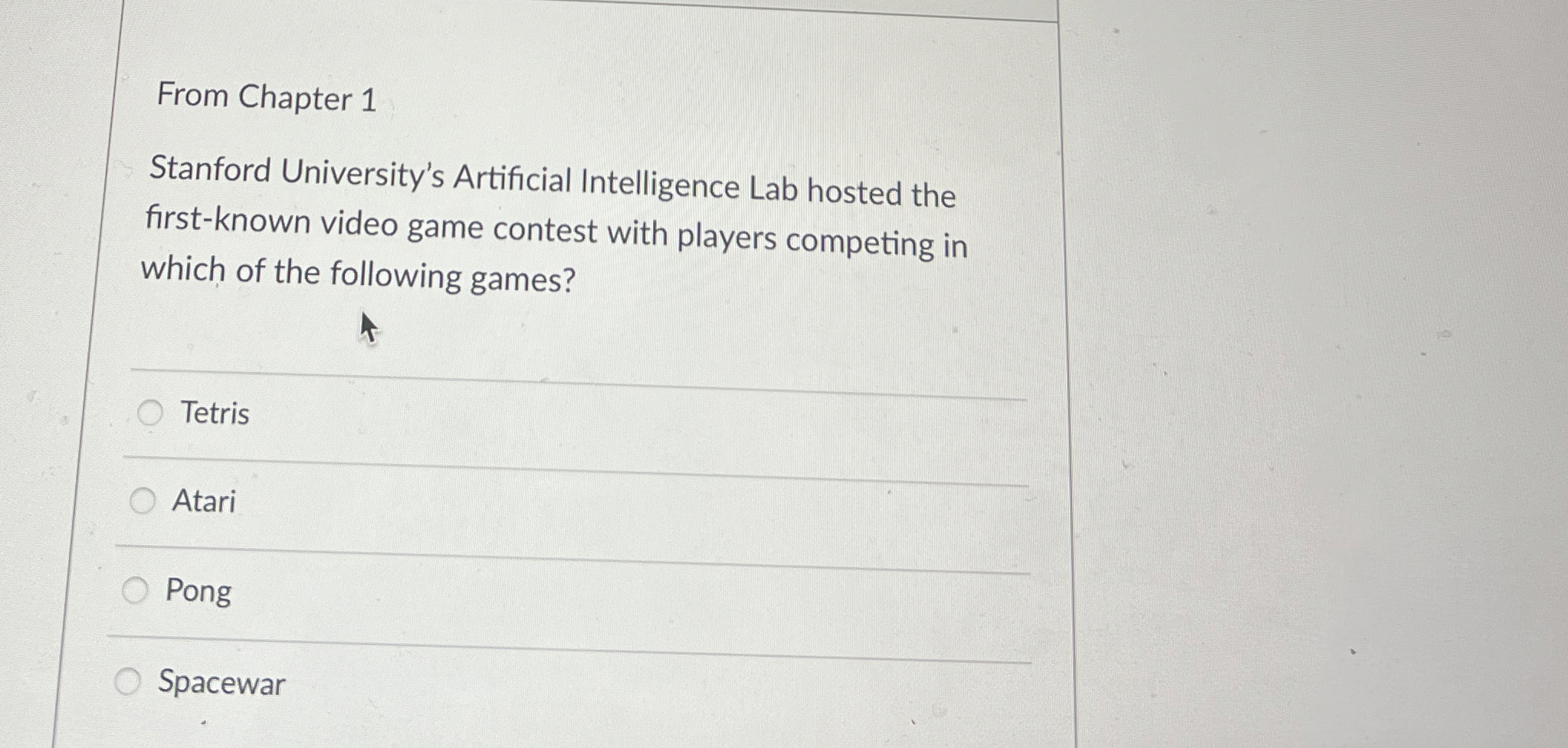 From Chapter 1 Stanford University's Artificial