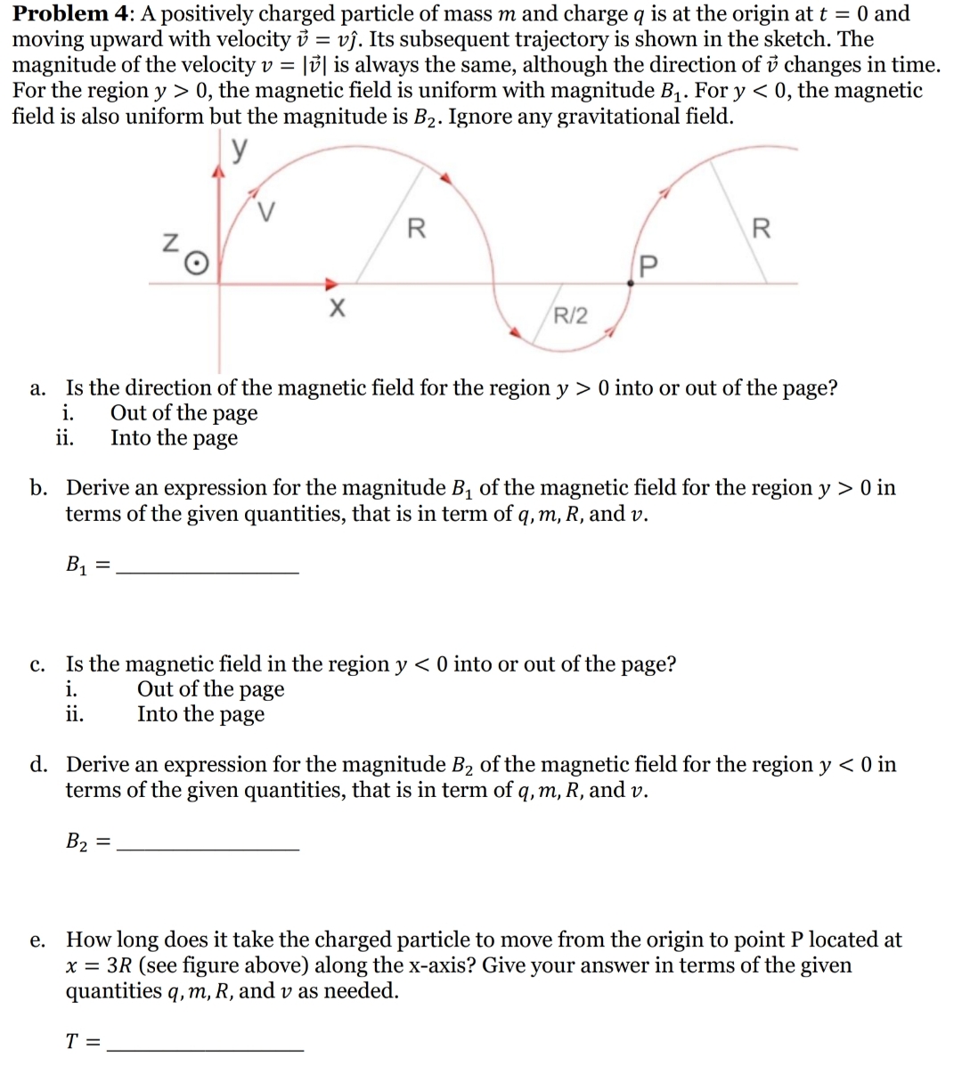 Problem 4 : A positively charged particle of mass