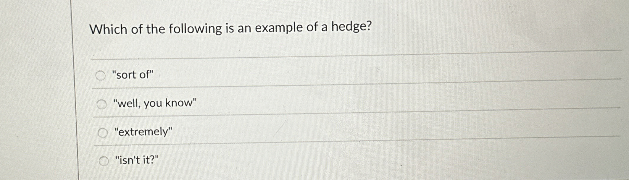 Which of the following is an example of a hedge?
