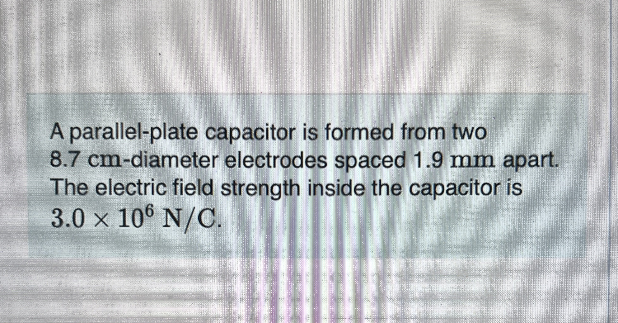 A parallel - plate capacitor is formed from two 8