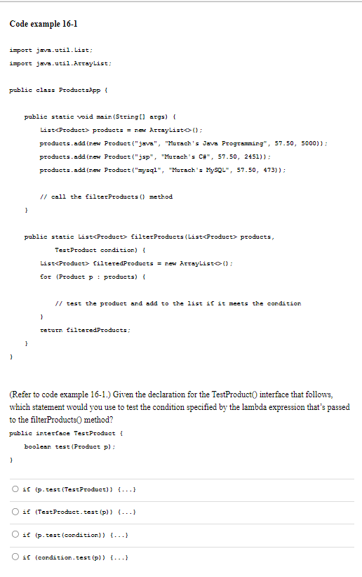 Code example 1 6 - 1 ( Refer to code example 1 6