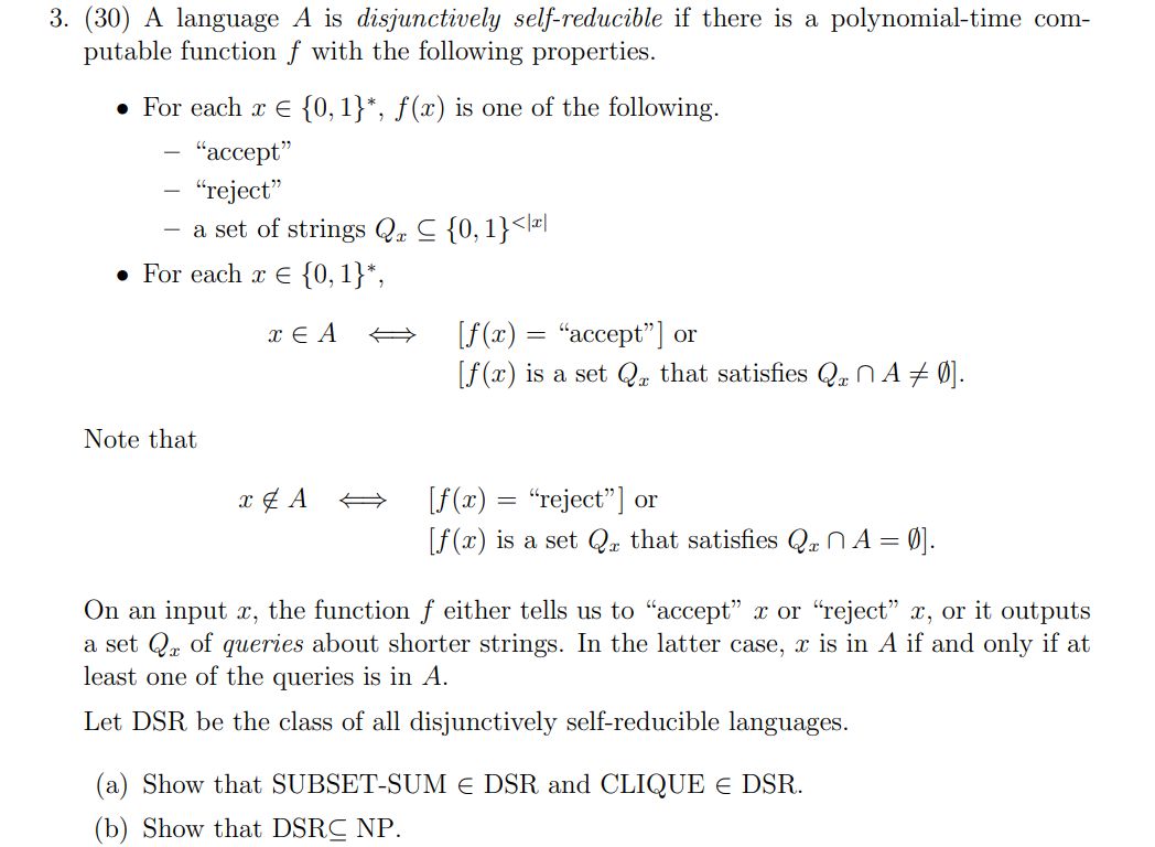 ( 3 0 ) A language A is disjunctively self -